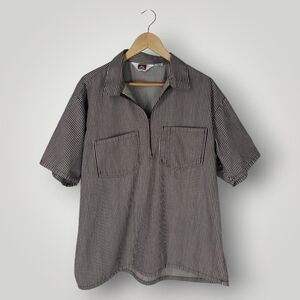 Ben Davis VTG Y2K Brown Railroad Striped Zip Up Workwear Shirt Short Sleeves XL